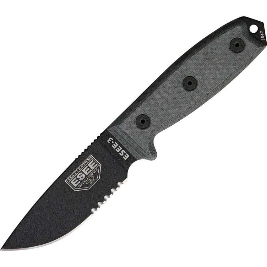 ESEE 3S Model 3 Part Serrated Fixed Blade Knife 3 ESEE 3S Model 3 Part Serrated Fixed Blade Knife