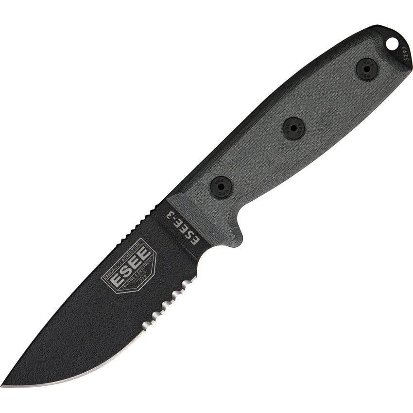 ESEE 3SM Model 3 Part Serrated Fixed Blade Knife 3 ESEE 3SM Model 3 Part Serrated Fixed Blade Knife