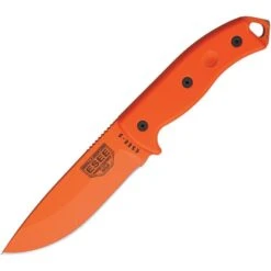 ESEE 5POROR Model 5 Fixed Carbon Steel Orange Blade Knife With Bright Orange G-10 Handles
