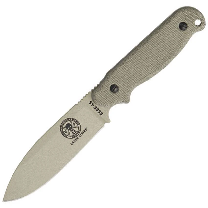 ESEE LSPDT Laser Strike Fixed Blade Knife With Desert Tan Canvas Micarta Handles 3 ESEE LSPDT Laser Strike Fixed Blade Knife With Desert Tan Canvas Micarta Handles