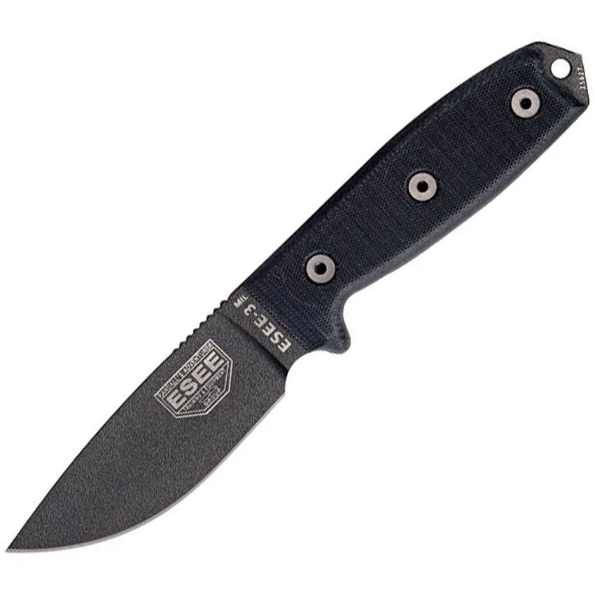 ESEE 3ILPK Model 3 Black G-10 Plain Edge Fixed Blade Knife 3 ESEE 3ILPK Model 3 Black G-10 Plain Edge Fixed Blade Knife