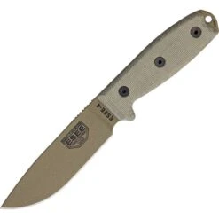ESEE 4PMBDE Model 4 Fixed Blade Knife With OD Green Canvas Micarta Handles