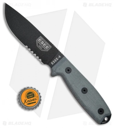 ESEE Knives ESEE-4S Fixed Blade Knife W/Clip Plate (4.5" Black Serr) 6 ESEE Knives ESEE-4S Fixed Blade Knife W/Clip Plate (4.5" Black Serr) - Image 4