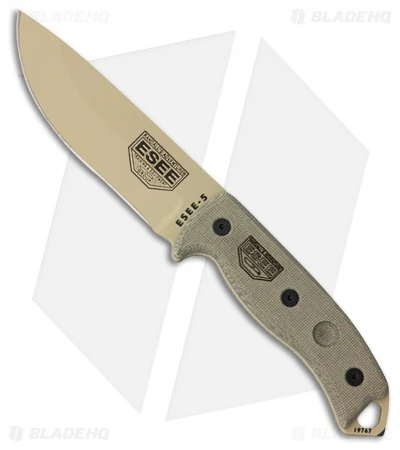 ESEE-5 Survival Fixed Blade Knife W/ Sheath (5.25" Desert Tan) ESEE-5P DT 3 ESEE-5 Survival Fixed Blade Knife W/ Sheath (5.25" Desert Tan) ESEE-5P DT