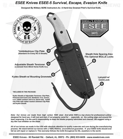 ESEE Knives ESEE-5S-TG Fixed Blade Knife (5.25" Gray Serr) 5 ESEE Knives ESEE-5S-TG Fixed Blade Knife (5.25" Gray Serr) - Image 3