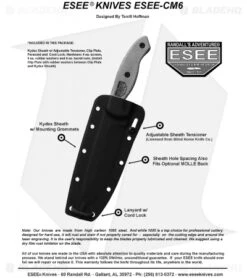 ESEE Knives Hoffman ESEE-CM6 Knife Tan Micarta (5.875" Black) 7 ESEE Knives Hoffman ESEE-CM6 Knife Tan Micarta (5.875" Black) -ESEE Knife Shop ESEE CM6 SHEET 1
