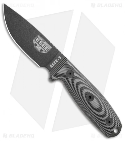 ESEE Knives ESEE-3PMB-002 Fixed Blade Knife Gray/Black G-10 (3.88" Black) 3 ESEE Knives ESEE-3PMB-002 Fixed Blade Knife Gray/Black G-10 (3.88" Black)