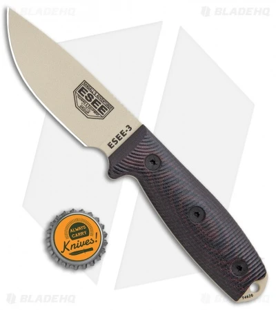 ESEE Knives ESEE-3PMDT-004 Fixed Blade Knife Red/Black G-10 (3.88" Tan) 6 ESEE Knives ESEE-3PMDT-004 Fixed Blade Knife Red/Black G-10 (3.88" Tan) - Image 4