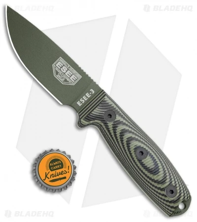 ESEE Knives ESEE-3 Fixed Blade Knife OD Green/Black G-10 (3.9" OD Green) 6 ESEE Knives ESEE-3 Fixed Blade Knife OD Green/Black G-10 (3.9" OD Green) - Image 4