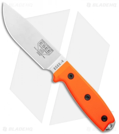 ESEE Knives ESEE-4 Fixed Blade Knife Orange G-10 (4.5" Stonewash S35VN) 3 ESEE Knives ESEE-4 Fixed Blade Knife Orange G-10 (4.5" Stonewash S35VN)