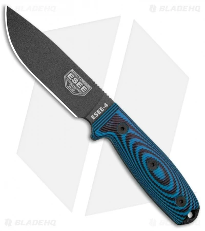 ESEE Knives ESEE 4 Fixed Blade Knife Blue/Black 3D G-10 (4.5" Black) 3 ESEE Knives ESEE 4 Fixed Blade Knife Blue/Black 3D G-10 (4.5" Black)