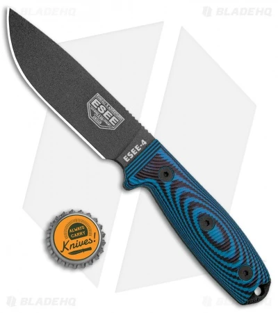 ESEE Knives ESEE 4 Fixed Blade Knife Blue/Black 3D G-10 (4.5" Black) 6 ESEE Knives ESEE 4 Fixed Blade Knife Blue/Black 3D G-10 (4.5" Black) - Image 4
