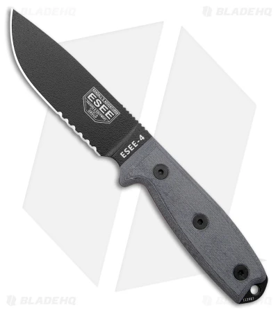 ESEE Knives ESEE-4S Fixed Blade Knife (4.5" Black Serr) 3 ESEE Knives ESEE-4S Fixed Blade Knife (4.5" Black Serr)