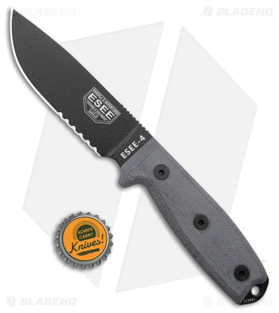 ESEE Knives ESEE-4S-KO Knife (4.5" Black Serr) *No Sheathing* 5 ESEE Knives ESEE-4S-KO Knife (4.5" Black Serr) *No Sheathing* - Image 3