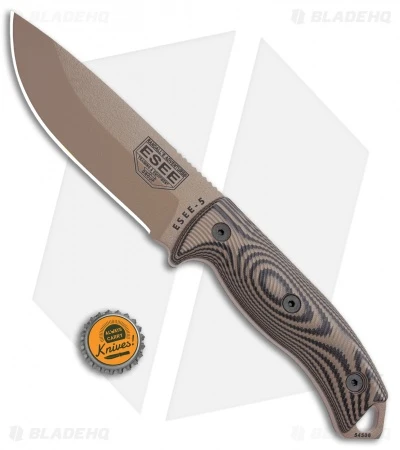 ESEE Knives ESEE-5PDE-005 Fixed Blade Knife Coyote/Black 3D G-10 (5.25" Tan) 7 ESEE Knives ESEE-5PDE-005 Fixed Blade Knife Coyote/Black 3D G-10 (5.25" Tan) - Image 5