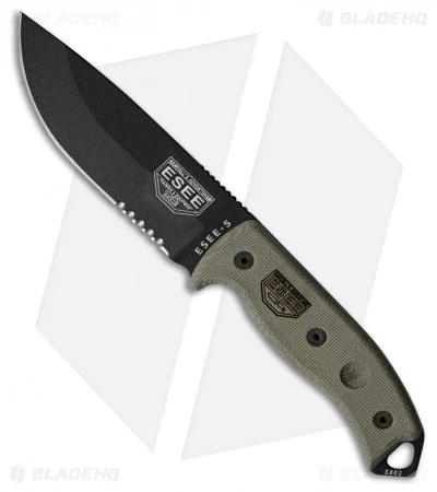 ESEE Knives ESEE-5S-KO-BK Fixed Blade Knife (5.25" Black Serr) *No Sheathing* 3 ESEE Knives ESEE-5S-KO-BK Fixed Blade Knife (5.25" Black Serr) *No Sheathing*
