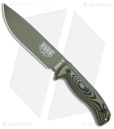 ESEE Knives ESEE-6POD-003 Fixed Blade Knife OD Green/Black 3d G-10 (6.5" OD) 3 ESEE Knives ESEE-6POD-003 Fixed Blade Knife OD Green/Black 3d G-10 (6.5" OD)