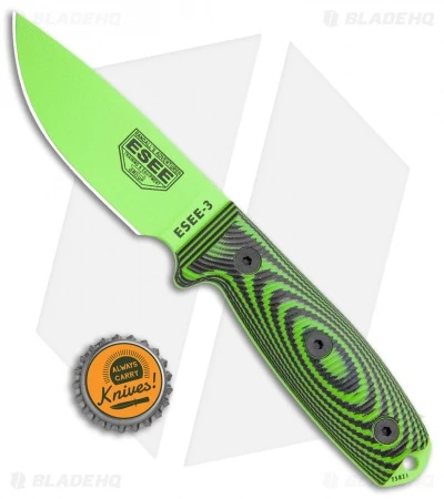 ESEE Knives ESEE-3PMVG-007 Fixed Blade Knife Neon Green/Black G-10 (3.9" Green) 7 ESEE Knives ESEE-3PMVG-007 Fixed Blade Knife Neon Green/Black G-10 (3.9" Green) - Image 5