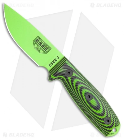 ESEE Knives ESEE-3PMVG-007 Fixed Blade Knife Neon Green/Black G-10 (3.9" Green) 3 ESEE Knives ESEE-3PMVG-007 Fixed Blade Knife Neon Green/Black G-10 (3.9" Green)