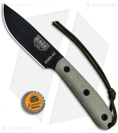 ESEE Knives ESEE-4HM Fixed Blade Knife Tan Micarta (4.38" Black) 6 ESEE Knives ESEE-4HM Fixed Blade Knife Tan Micarta (4.38" Black) - Image 4