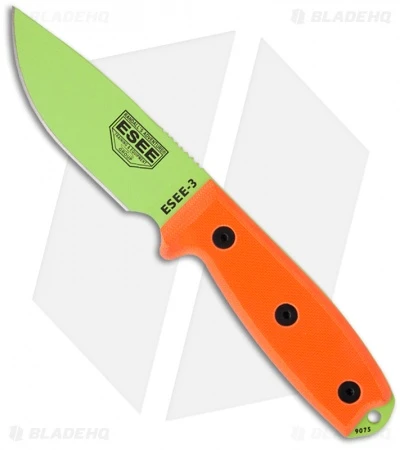 ESEE Knives ESEE-3PM-VG Modified Knife Orange G-10 (3.88" Venom Green) 2 ESEE Knives ESEE-3PM-VG Modified Knife Orange G-10 (3.88" Venom Green)