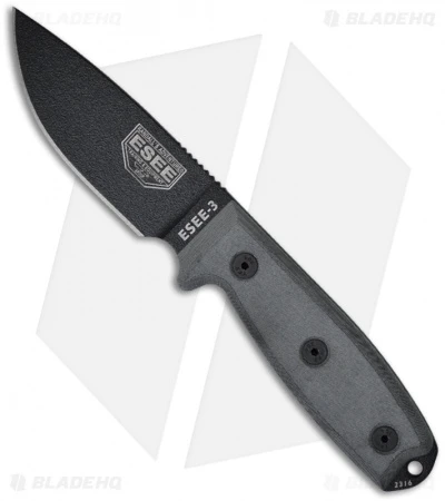 ESEE Knives ESEE-3PM-MB Modified Knife Coyote & MOLLE Back (3.88" Black Plain) 3 ESEE Knives ESEE-3PM-MB Modified Knife Coyote & MOLLE Back (3.88" Black Plain)