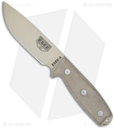 ESEE Knives ESEE-4P-DT-KO Knife (4.5" Tan Plain) *No Sheathing* 3 ESEE Knives ESEE-4P-DT-KO Knife (4.5" Tan Plain) *No Sheathing*