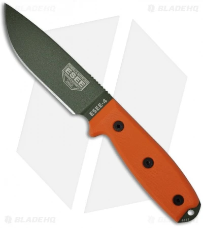 ESEE Knives ESEE-4P-OD-KO Knife (4.5" OD Green Plain) *No Sheathing* 3 ESEE Knives ESEE-4P-OD-KO Knife (4.5" OD Green Plain) *No Sheathing*