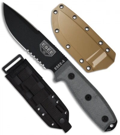 ESEE Knives ESEE-4S-CP-MB Clip Point Knife MOLLE Back (4.5" Black Serr) 3 ESEE Knives ESEE-4S-CP-MB Clip Point Knife MOLLE Back (4.5" Black Serr)