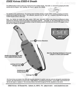 ESEE Knives ESEE-6P-TG Knife Micarta (6.5" Gray) 7 ESEE Knives ESEE-6P-TG Knife Micarta (6.5" Gray) -ESEE Knife Shop esee 6 instruction sheet