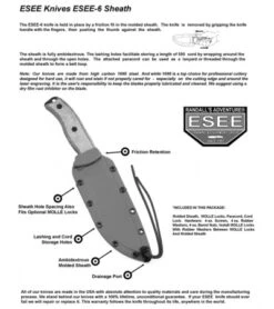 ESEE Knives ESEE-6S Knife W/ Coyote Brown Sheath (6.5" Serr) 9 ESEE Knives ESEE-6S Knife W/ Coyote Brown Sheath (6.5" Serr) -ESEE Knife Shop esee 6 sheath details 4