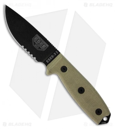 ESEE Knives ESEE-3MIL-S-B Knife Black Sheath & MOLLE Back (3.88" Black Serr) 3 ESEE Knives ESEE-3MIL-S-B Knife Black Sheath & MOLLE Back (3.88" Black Serr)