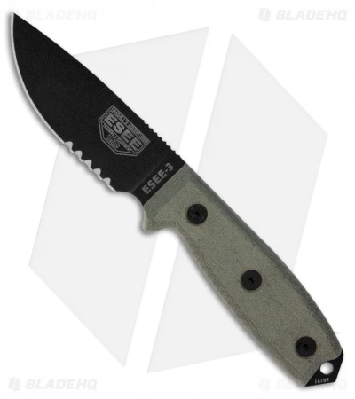 ESEE Knives ESEE-3S-MB-B Knife Black Sheath & MOLLE Back (3.88" Black Serr) 3 ESEE Knives ESEE-3S-MB-B Knife Black Sheath & MOLLE Back (3.88" Black Serr)