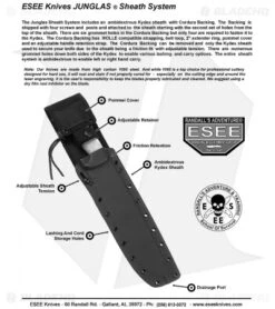 ESEE Junglas Survival Fixed Blade Knife + Sheath (10.5" Tactical Gray) 7 ESEE Junglas Survival Fixed Blade Knife + Sheath (10.5" Tactical Gray) -ESEE Knife Shop junglas instruction sheet